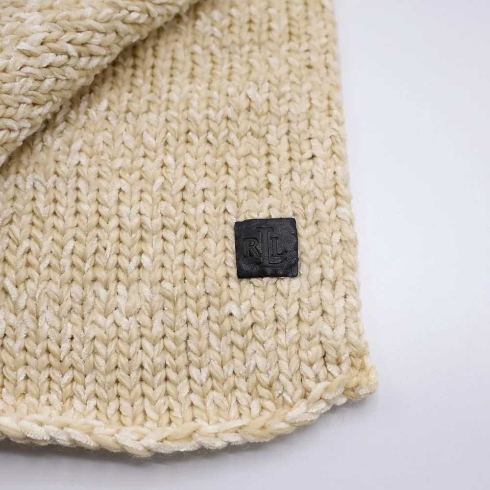 Lauren Ralph Lauren Scarf Womens Knit Rayon Wool Blend OS Cream Made in China